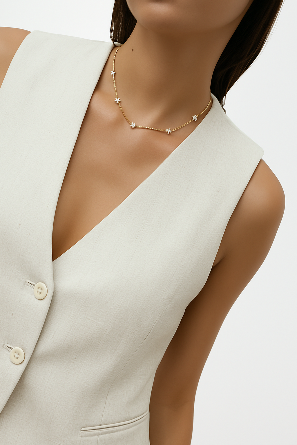 Gargantilla constelación — Plata de ley bañada en oro 18k. Acabado pulido.