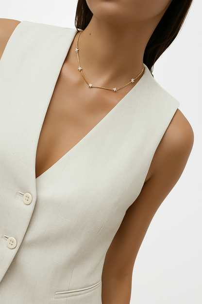 Gargantilla constelación — Plata de ley bañada en oro 18k. Acabado pulido.