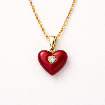 Collar Corazón Rojo | Plata de ley 925 bañada en oro 18k