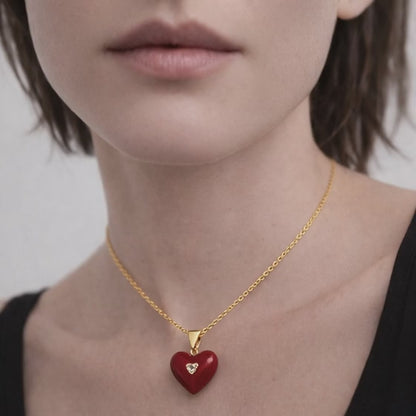 Collar Corazón Rojo | Plata de ley 925 bañada en oro 18k